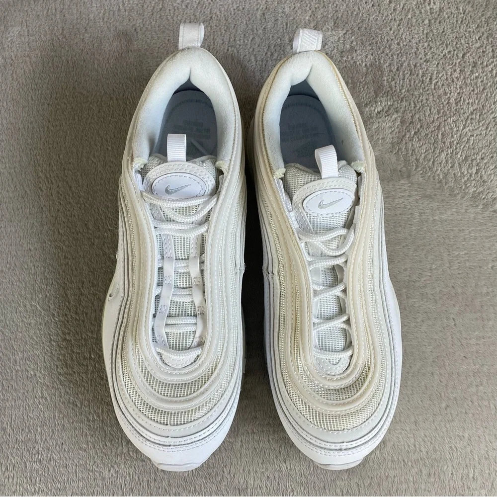 Nike Air Max 97 Women's Sneakers Shoes Size 7.5 Triple White Leather NEW - Picture 8 of 10